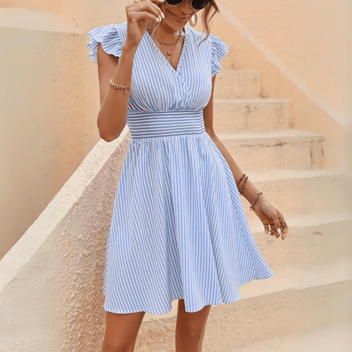 Striped Midi Dress, Elegant and Flattering
