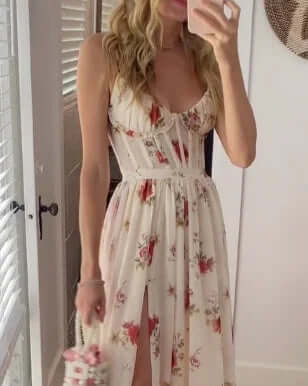 Women's Lace Floral Midi Dress