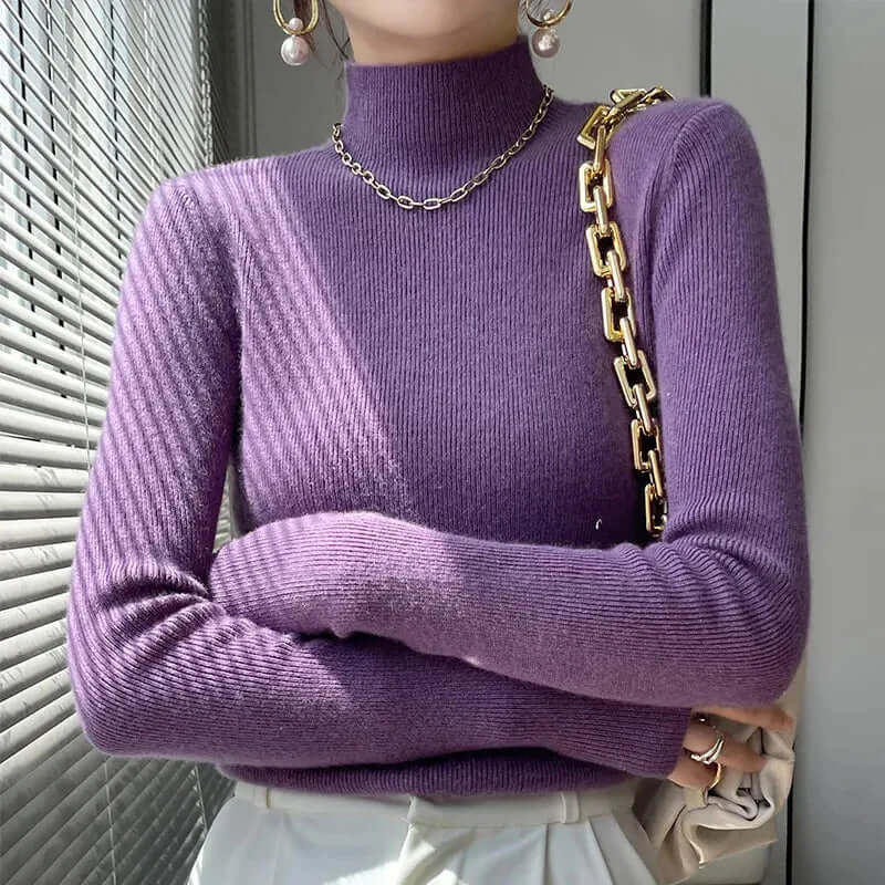 Women's Knitted Half Turtleneck Sweater