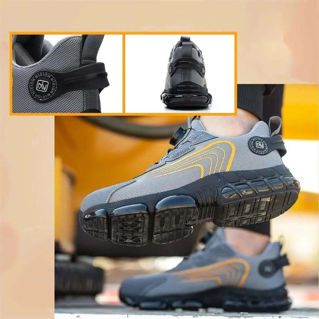 Men's Steel Toe Work Safety Shoes with Rotating Buckle