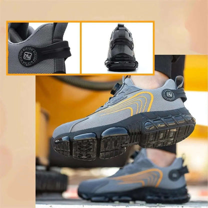 Men's Steel Toe Work Safety Shoes with Rotating Buckle