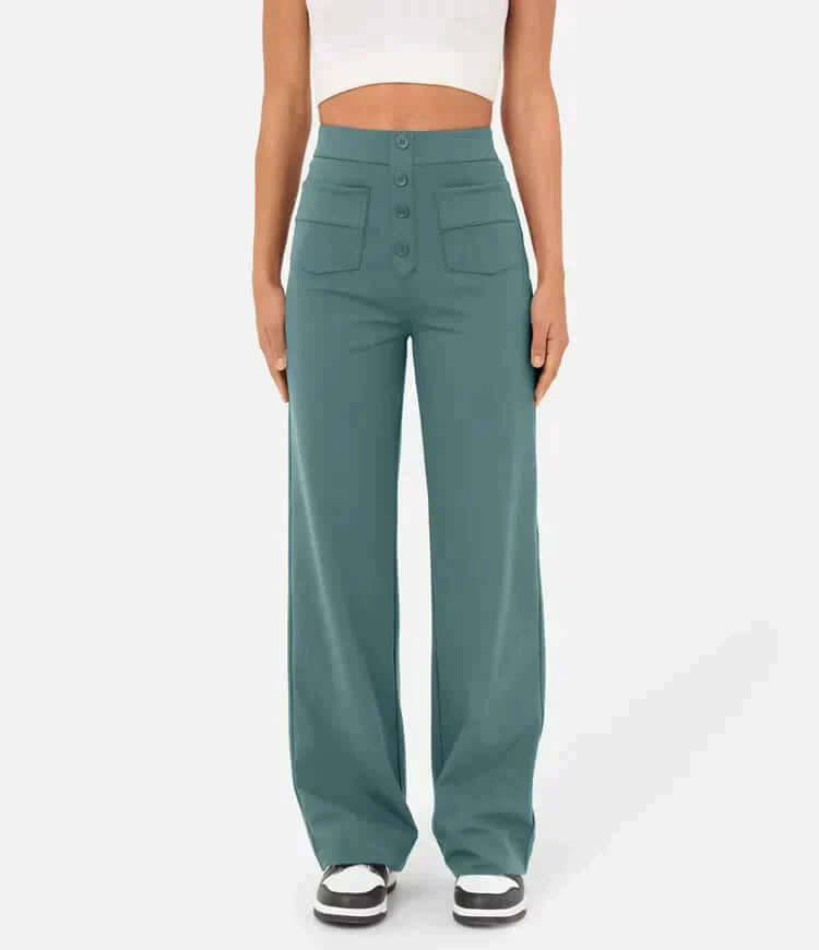 High-Waisted Straight Leg Trousers