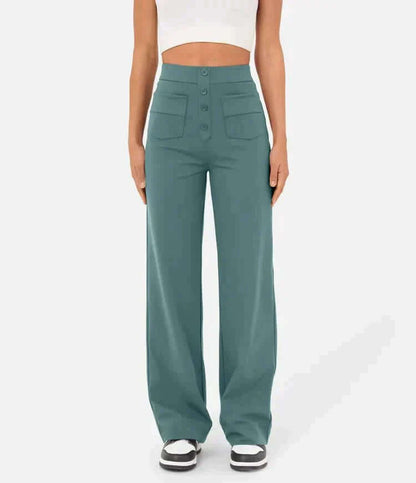 High-Waisted Straight Leg Trousers