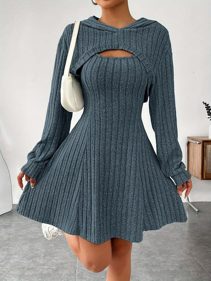 Cutout Ribbed Knit Dress