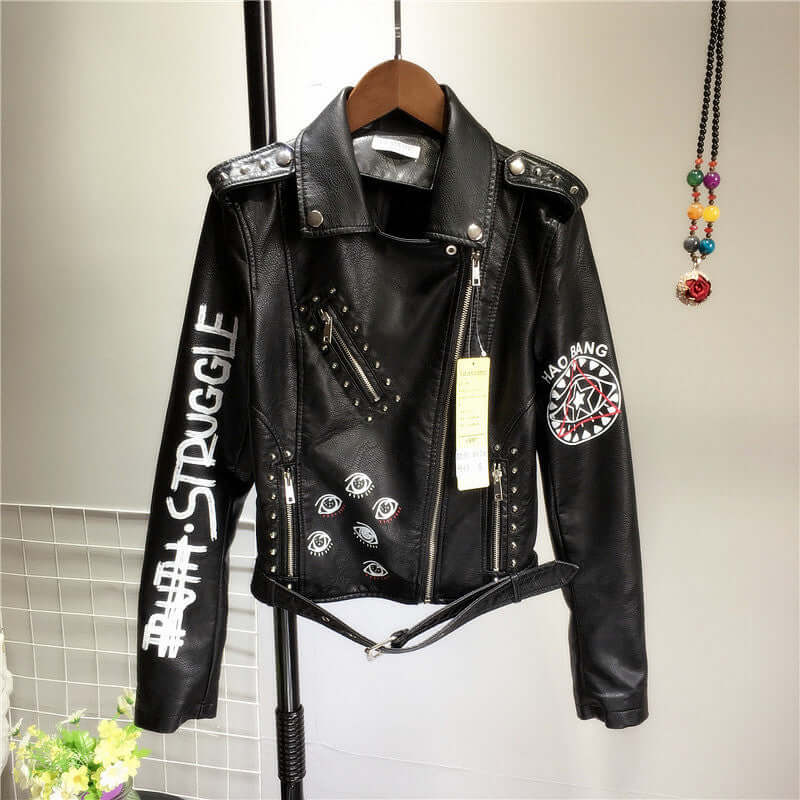 Women's Rivet Detail PU Jacket