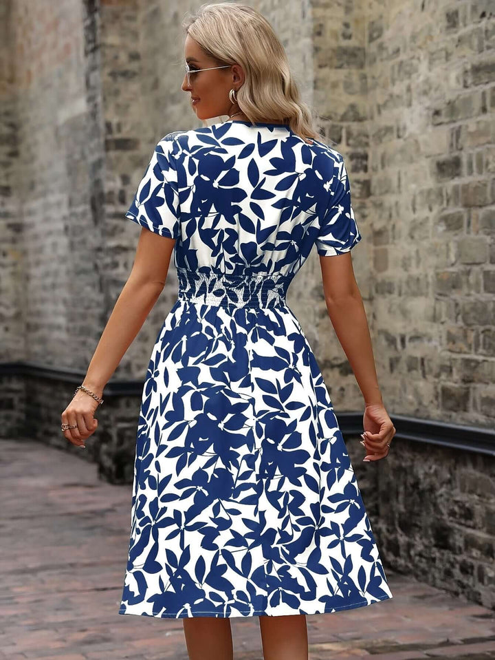 Women's Floral Print Smocked Midi Dress