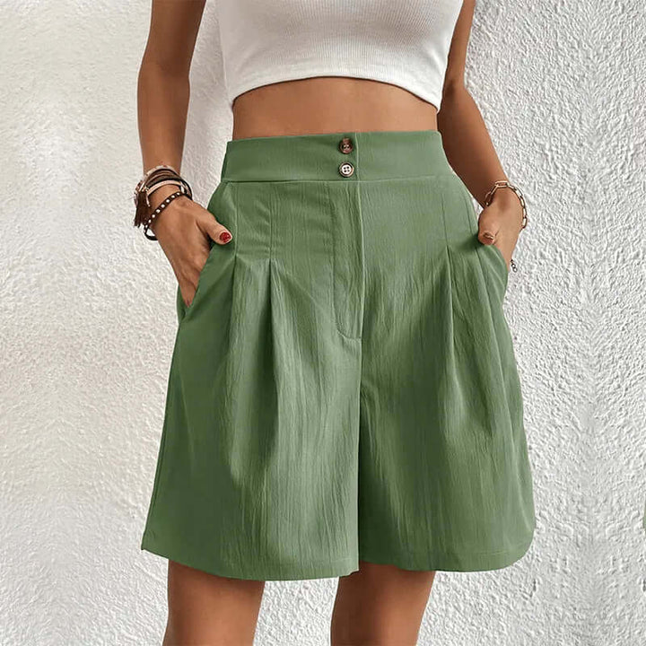 Women's High-Waisted Pleated Shorts