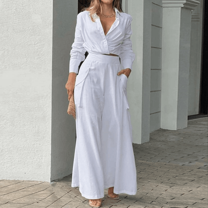 Women's  Crop Top & Wide-Leg Trousers