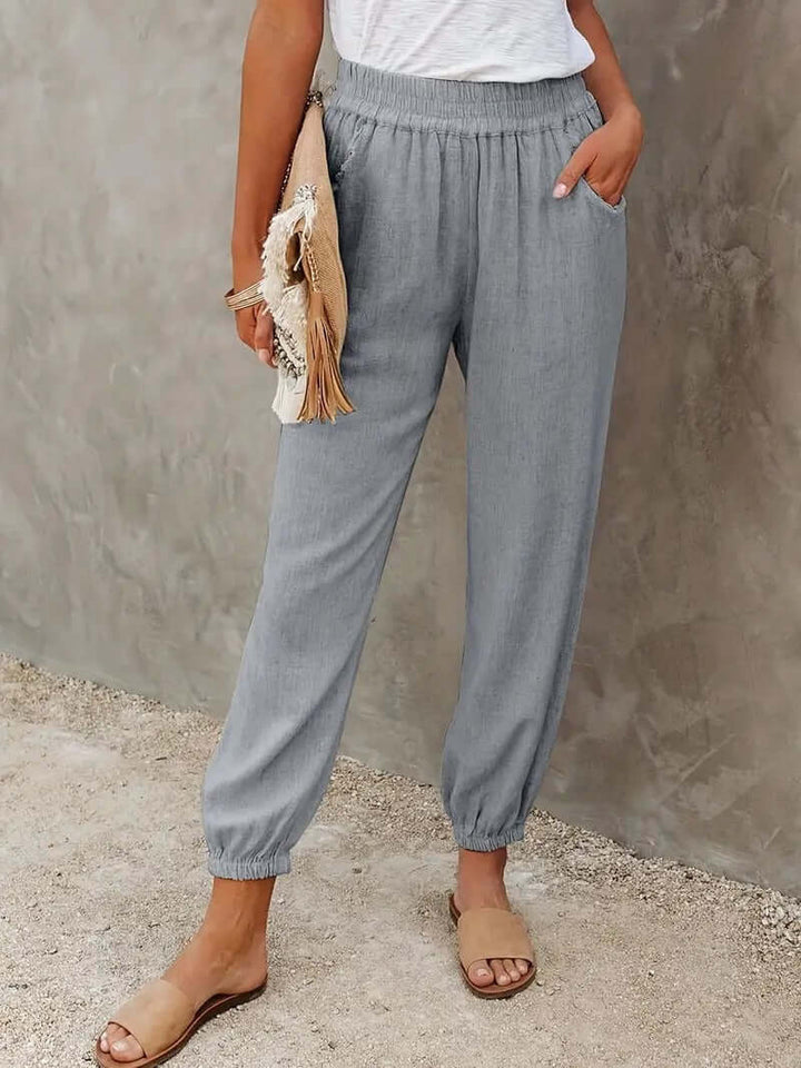 Women's Relaxed Fit Hemp Blend Elastic Waist Pants
