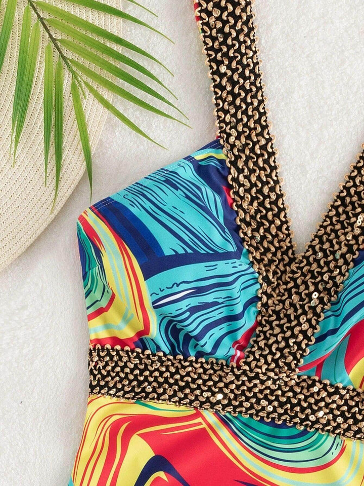 Women's V-Neck One-Piece Swimsuit