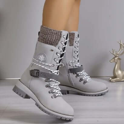 Women's Warm High-Top Winter Boots with Knitted Cuff