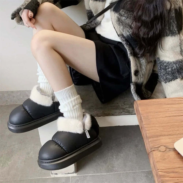 Women's Faux Fur Lined Ankle Boots with Bow Detail