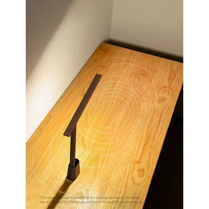 "Dimmable grey and white LED desk lamp with 180° rotation and foldable design for home or office use."