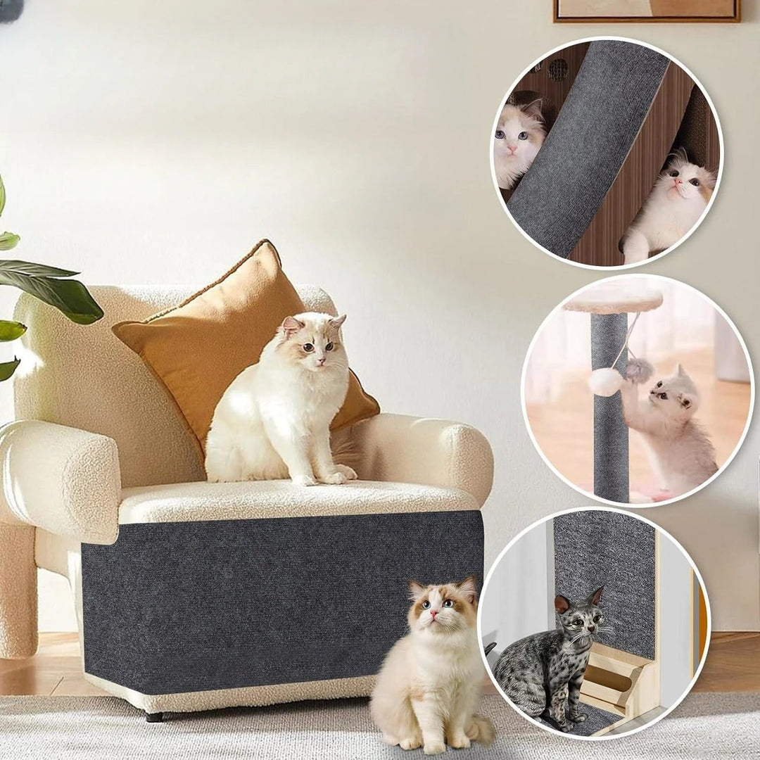 DIY Universal Cat Scratch Guard, durable fabric protector in beige, cut to fit, blends with furniture for stylish pet demarca