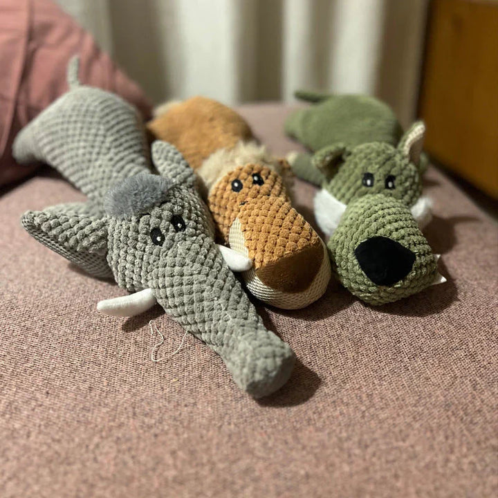 Durable dog toy for strong teeth, robust texture, designed for chewing and fetching, ideal for vigorous play sessions.