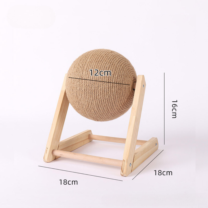 "Durable sisal cat scratching ball, robust design, fits home decor, prevents furniture damage, promotes healthy play."