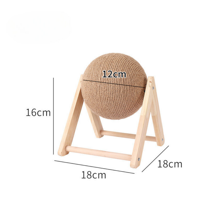 "Durable sisal cat scratching ball, robust design, fits home decor, prevents furniture damage, promotes healthy play."