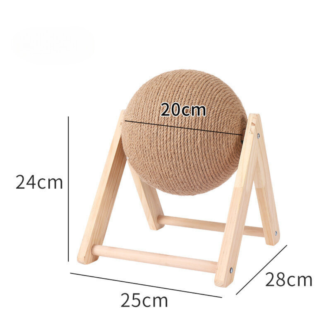 "Durable sisal cat scratching ball, robust design, fits home decor, prevents furniture damage, promotes healthy play."