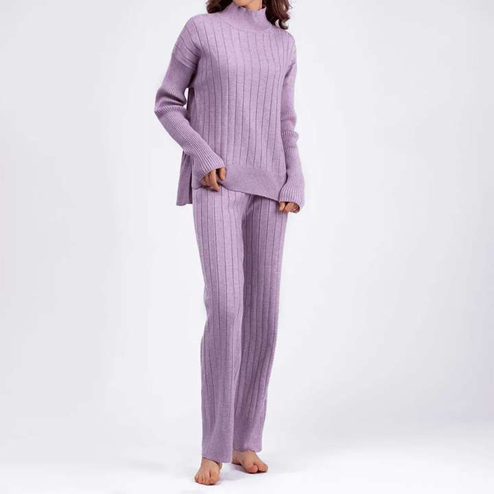 Women's Ribbed Knitted Two-Piece Lounge Set