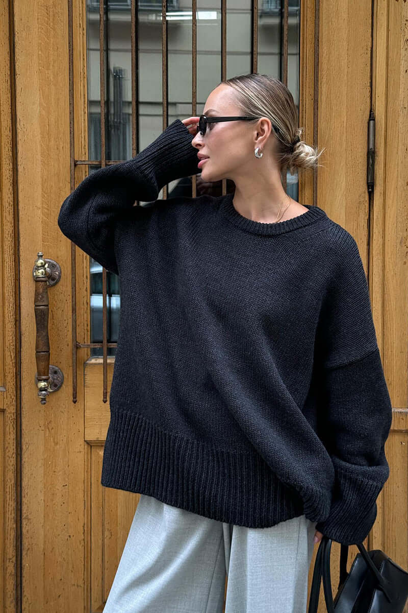 Women's Oversized Charcoal Knitted Jumper