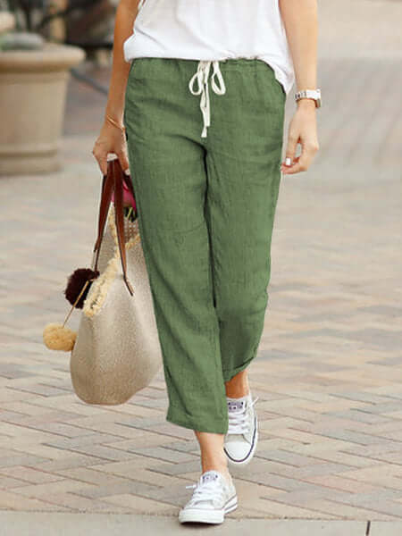 Women's Casual Elastic Waist Ankle Pants