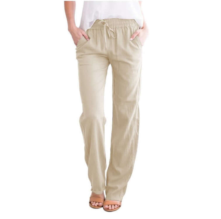 Women's Linen-Cotton Wide-Leg Drawstring Pants