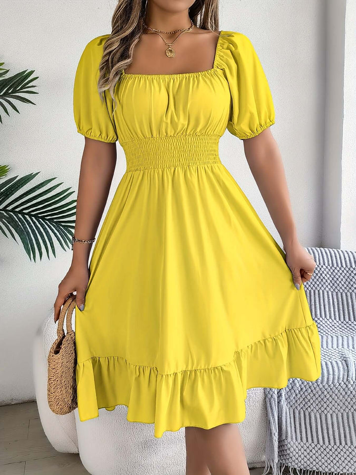 Women's Smocked Puff Sleeve Midi Dress