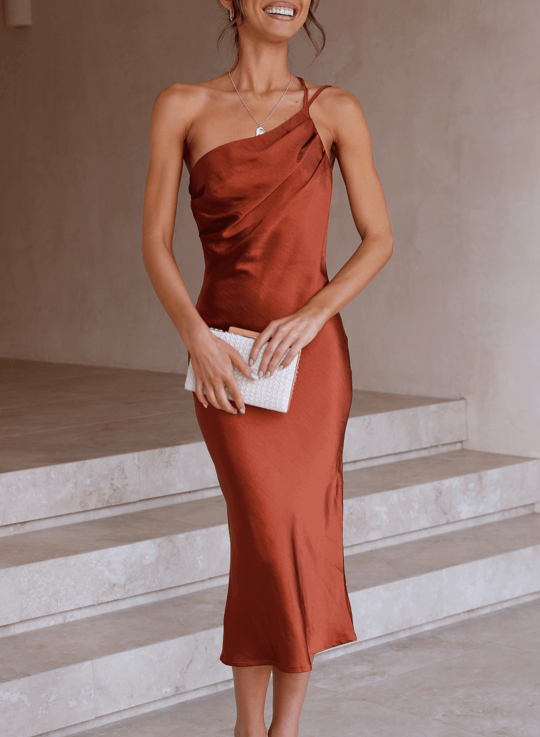 Satin Midi Slip Dress