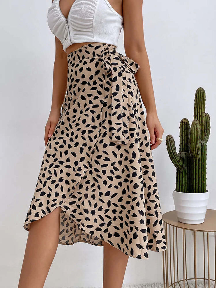 Printed Wrap Midi Skirt - Adjustable Fit