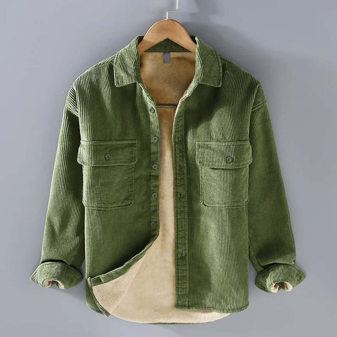 Men's Corduroy Button-Up Warm Winter Shirt