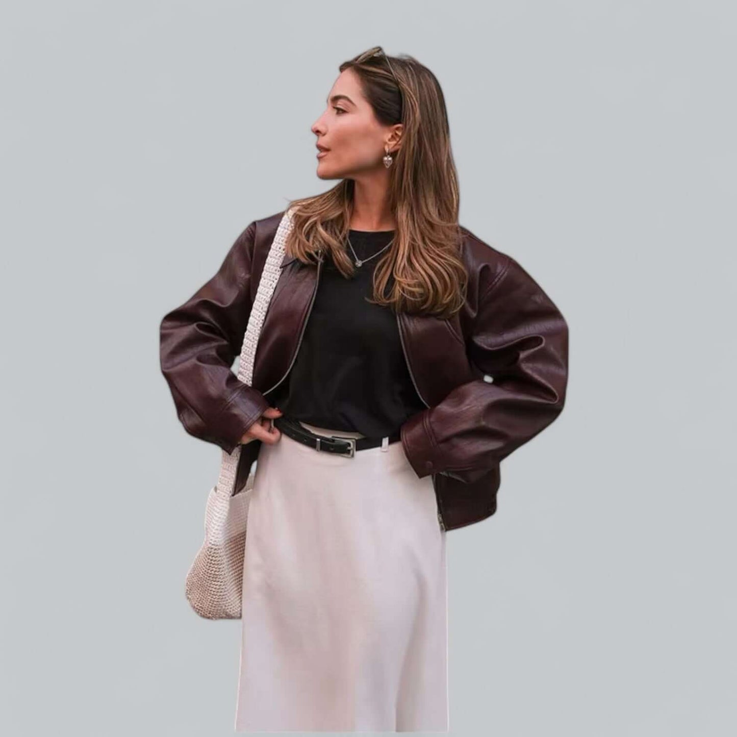 Unisex Vintage Style Leather Look Jacket