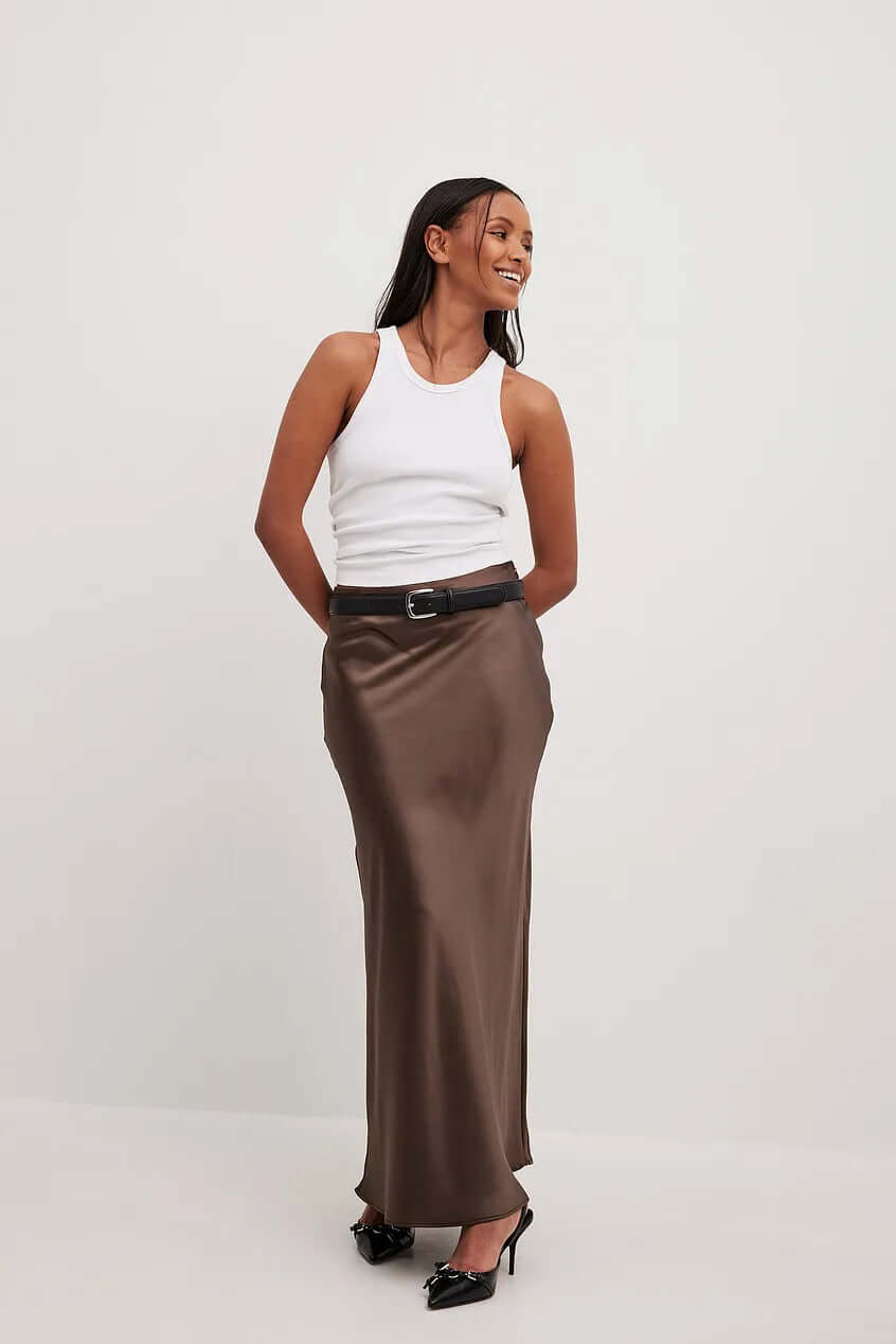 Satin Maxi Skirt - Flowing A-Line