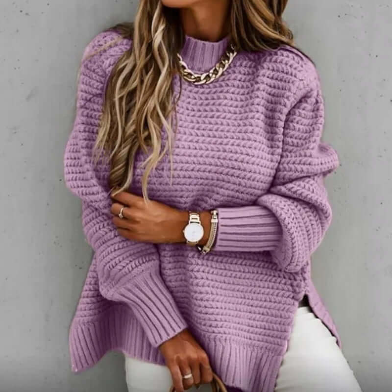 Women's Mock Neck Knitted Jumper