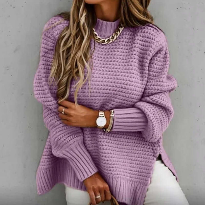 Women's Mock Neck Knitted Jumper