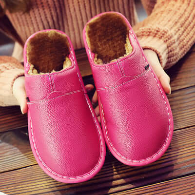 Waterproof Leather Unisex Slippers