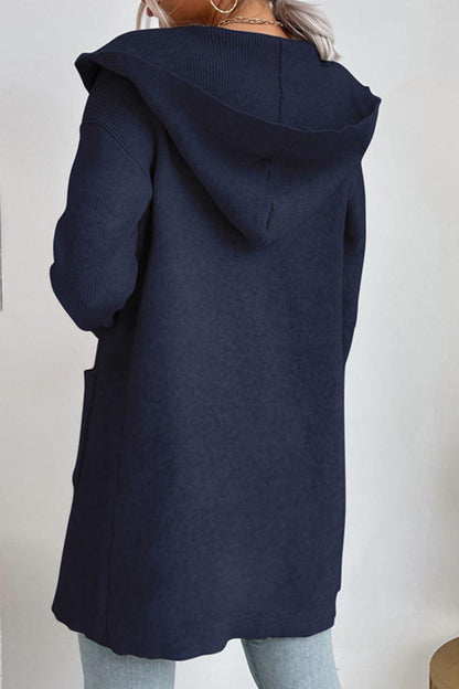 Women's Ribbed Hooded Cardigan