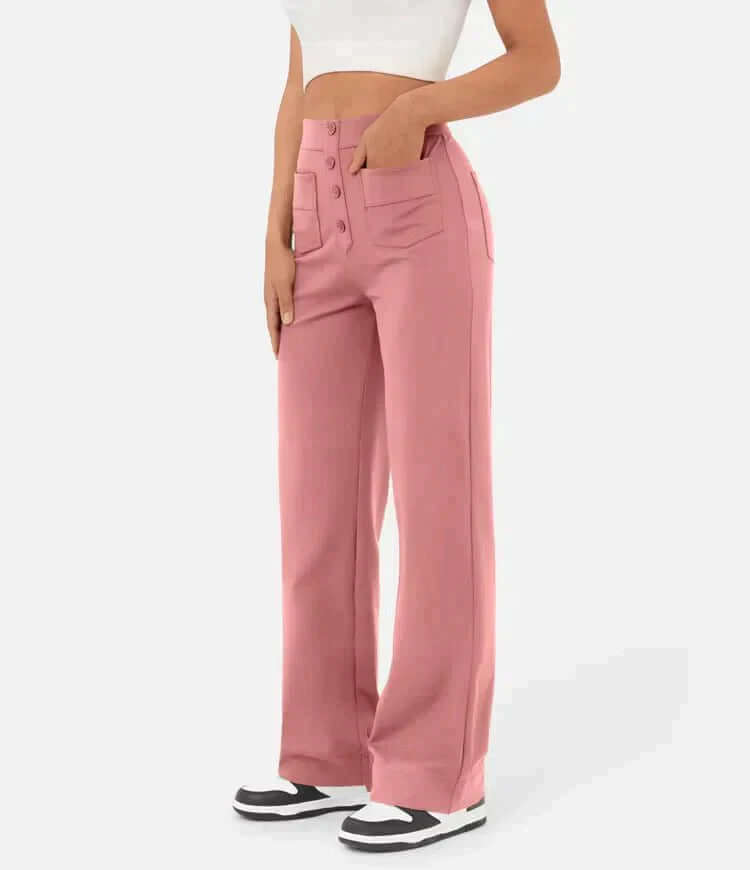 High-Waisted Straight Leg Trousers