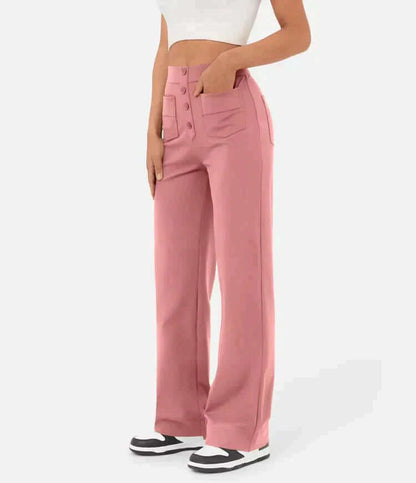 High-Waisted Straight Leg Trousers