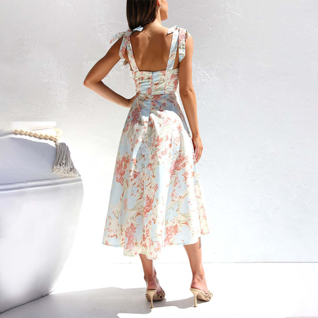 Elegant Floral Midi Dress - Summer Dress