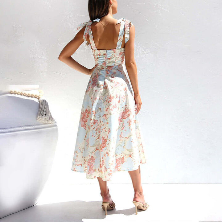 Elegant Floral Midi Dress - Summer Dress
