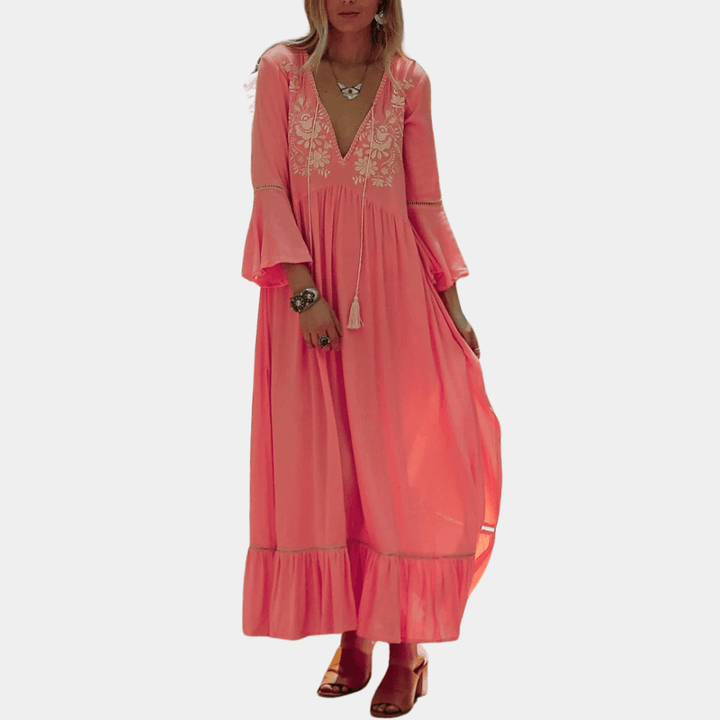 Plunging Neckline Maxi Dress