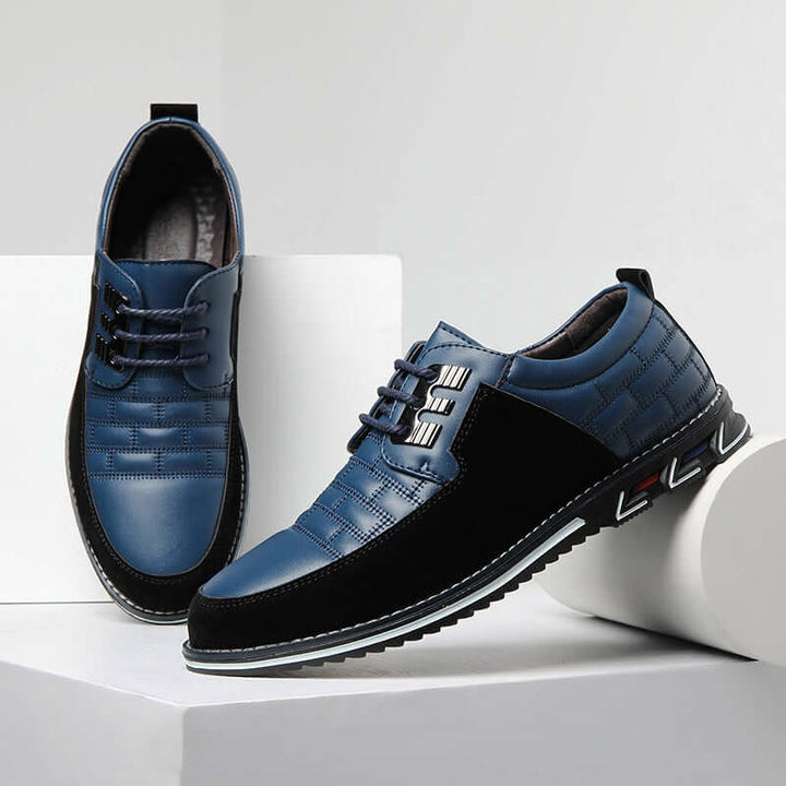 Men's Leather Checked Lace-Up Shoes