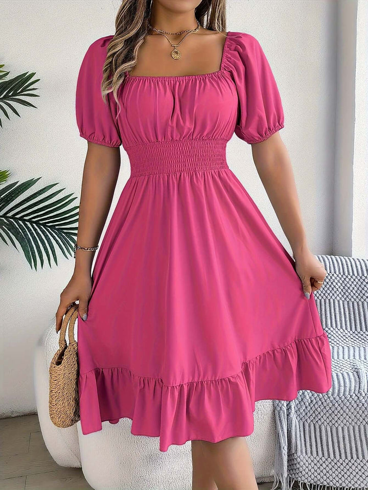 Women's Smocked Puff Sleeve Midi Dress