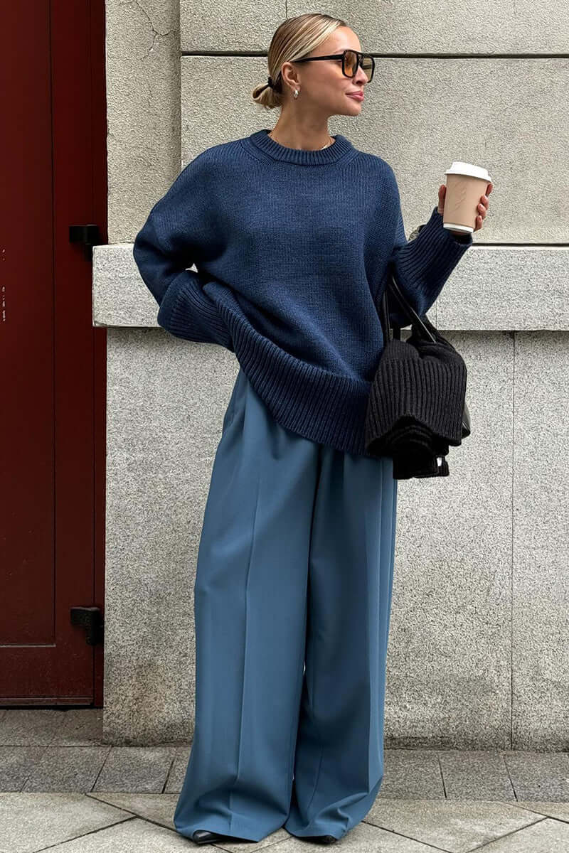 Women's Oversized Charcoal Knitted Jumper