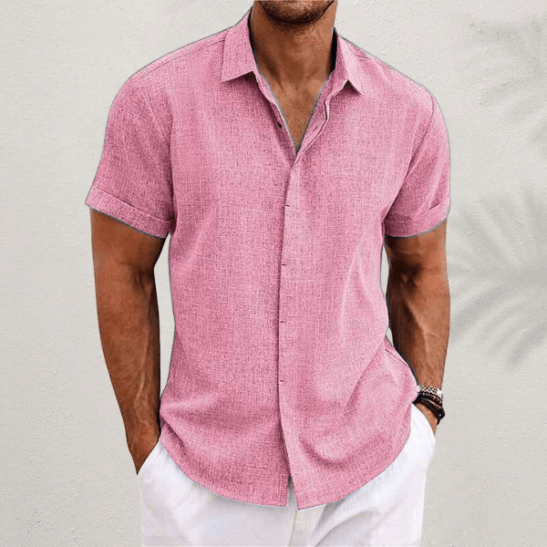 Men's Short-Sleeved Cotton Linen Shirt