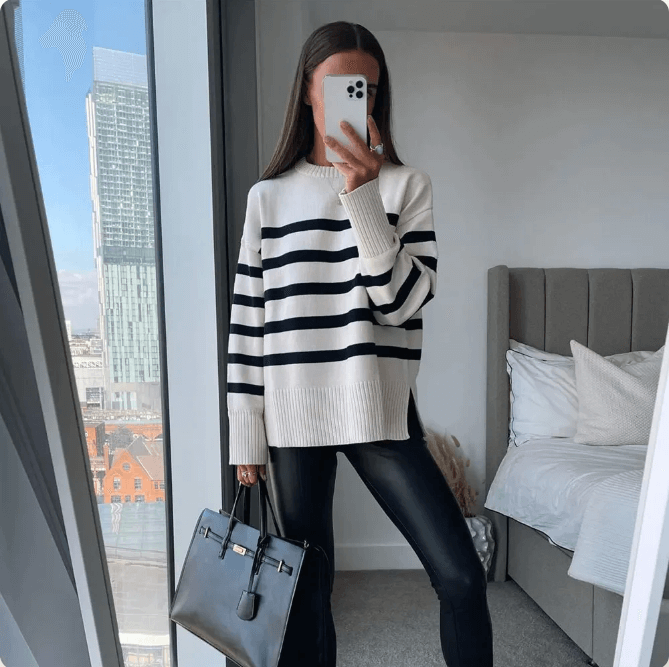 Women's Oversized Striped Knitted Jumper