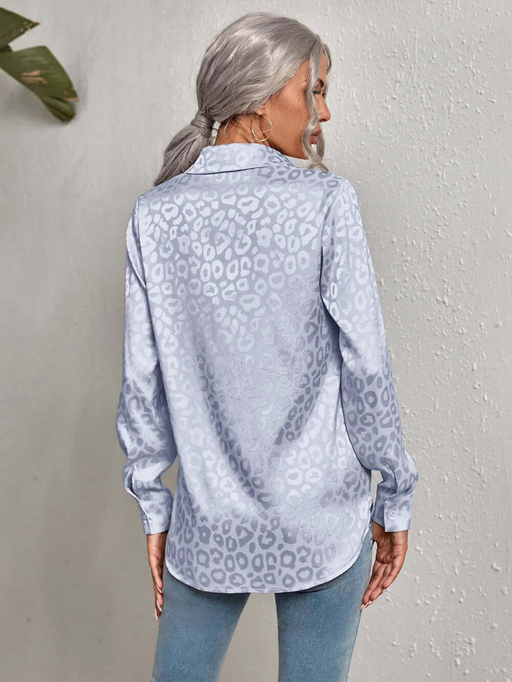 Women's Leopard Print Jacquard Blouse