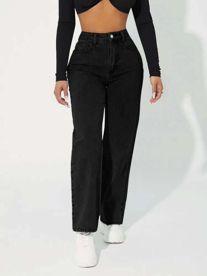 Women's High-Waisted Straight Jeans