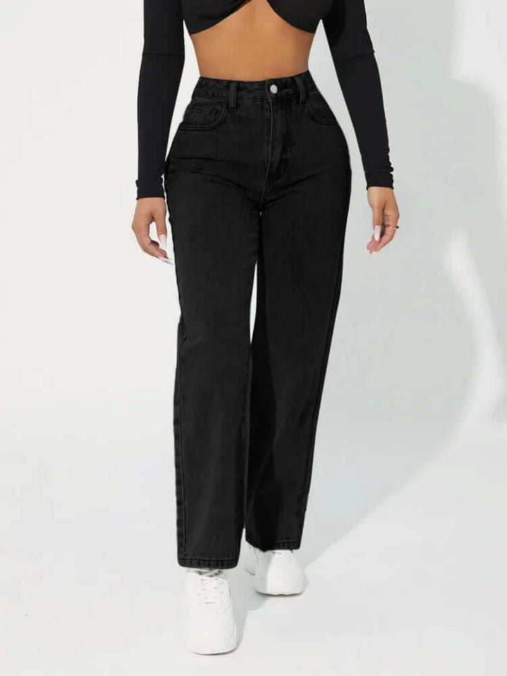 Women's High-Waisted Straight Jeans