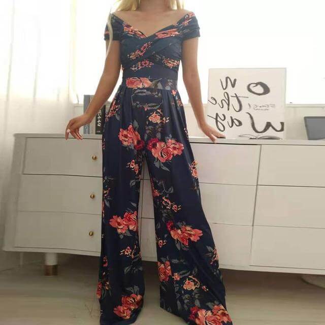 Floral Off-Shoulder Wide-Leg Jumpsuit